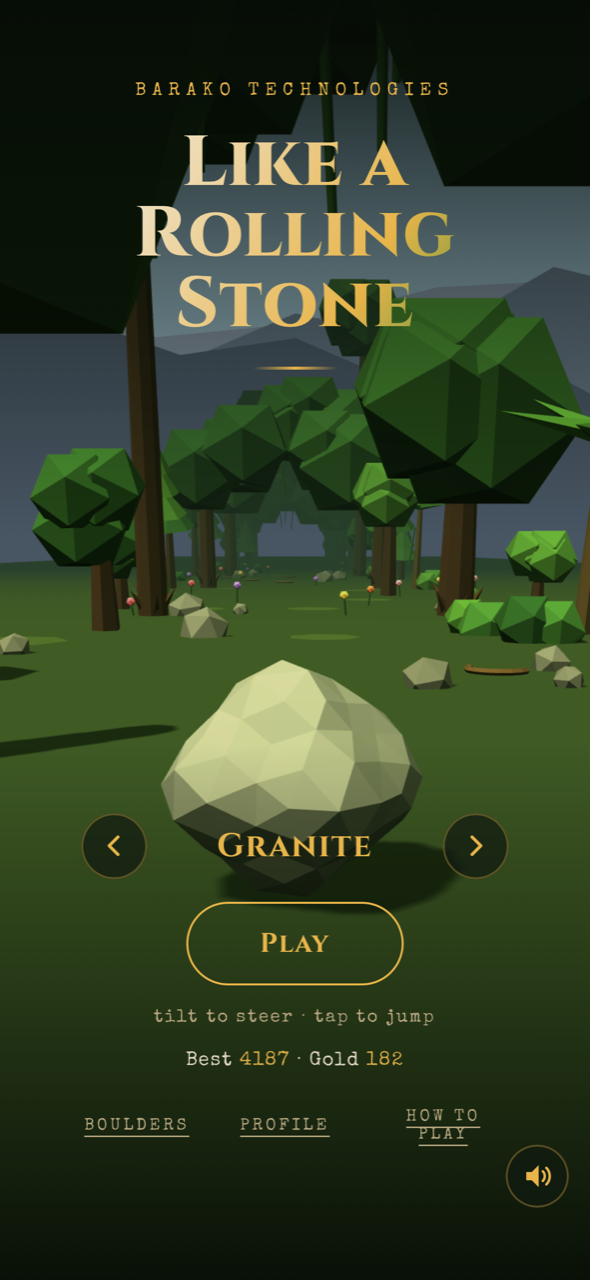 Title screen — pick your boulder in a low-poly jungle