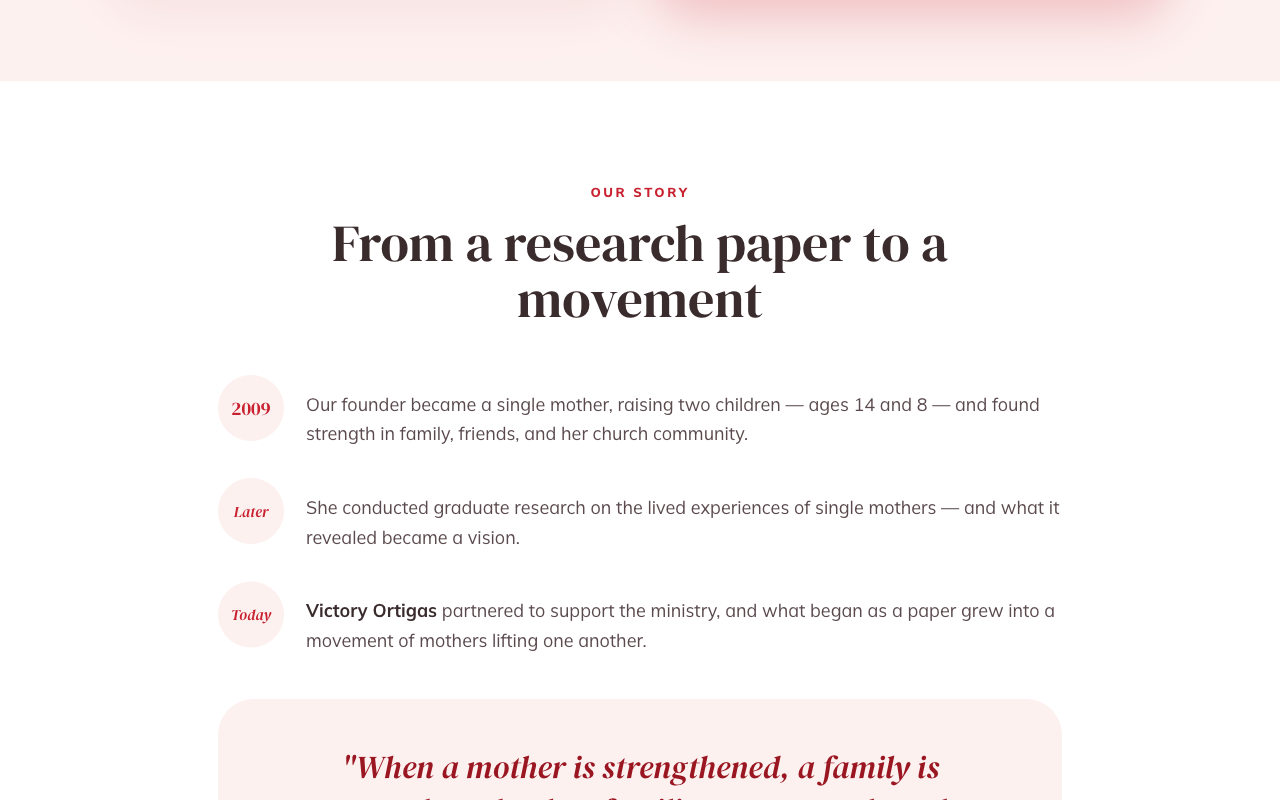 Our Story section — from a research paper to a movement