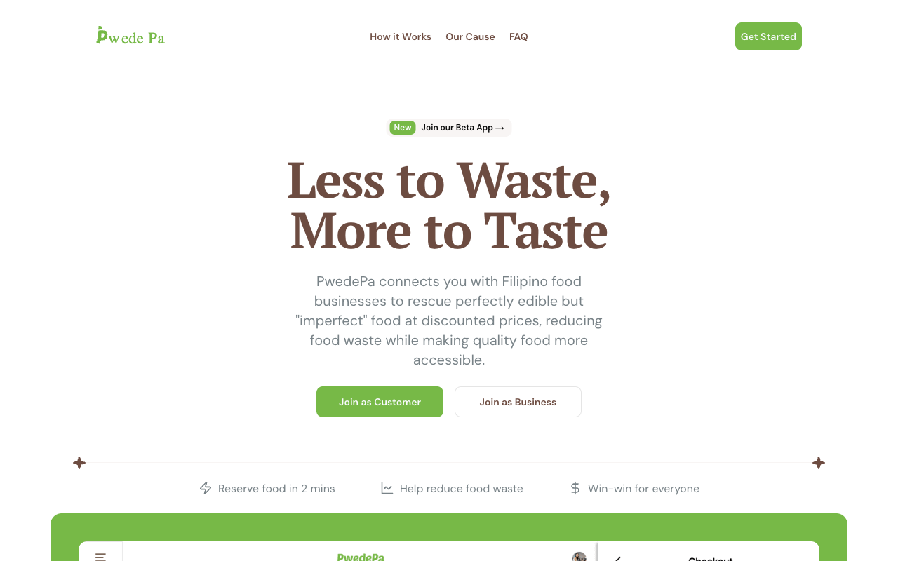 PwedePa hero — Less to Waste, More to Taste